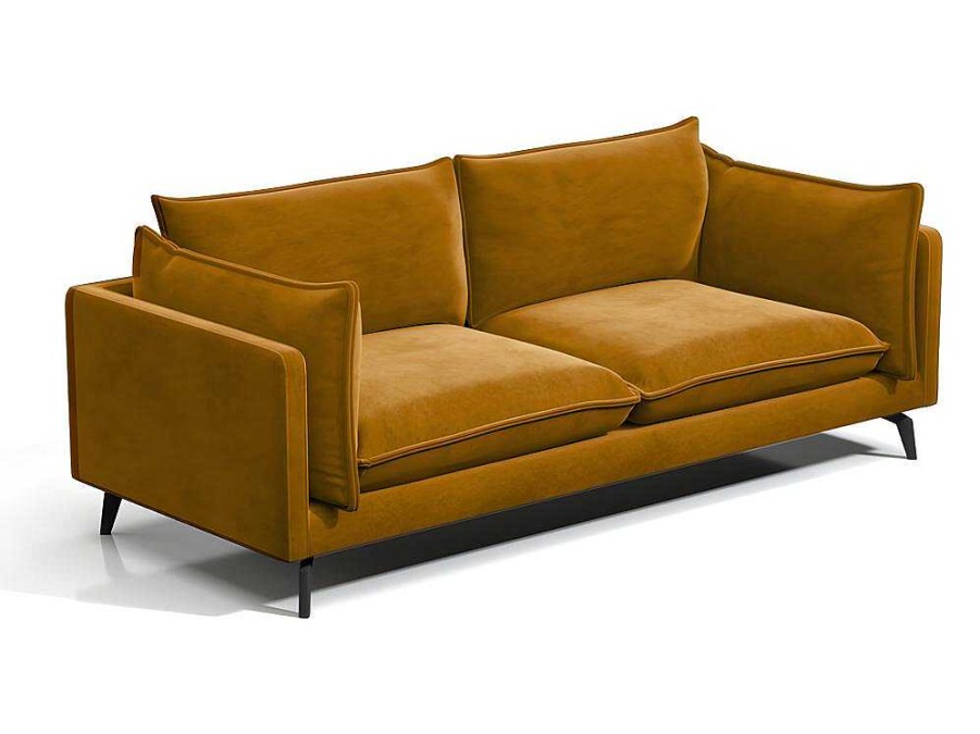 Promocoes Sofas & Poltronas | PASCAL MORABITO Sofa De 3 Lugares Em Veludo Kestrel De Pascal Morabito - Amarelo Mostarda