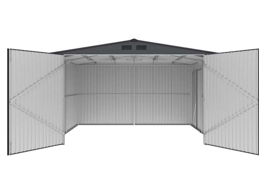 Garagem | EXPERTLAND Garagem Em Aco Galvanizado Efeito Madeira Cinzenta 15,1 M - Neron