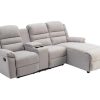 Sofa De Relaxamento Manual | Vente-unique Sofa De Canto Direito Articulado Em Tecido Bege - Macedonia