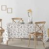 Texteis De Mesa | Purline Nappe Anti-Taches 100% Coton 1 Piece Blanc A Feuilles Grises 300X140