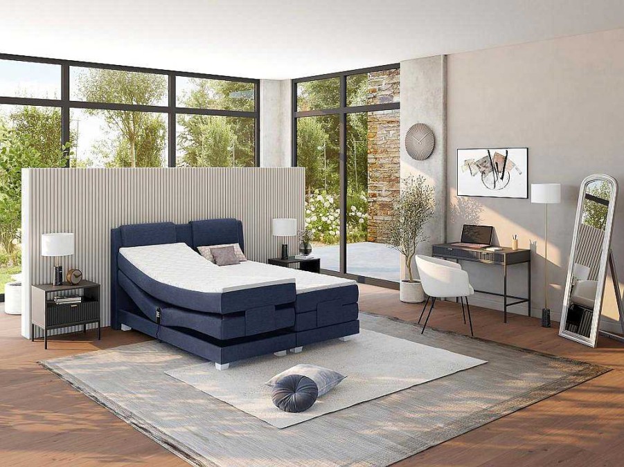 Cama Articulada | Palacio Conjunto Boxspring Cabeceira De Cama + Sommier De Relaxamento Eletrico + Colchao + Sobrecolchao Castel Da Palacio - 2X90X200 Cm