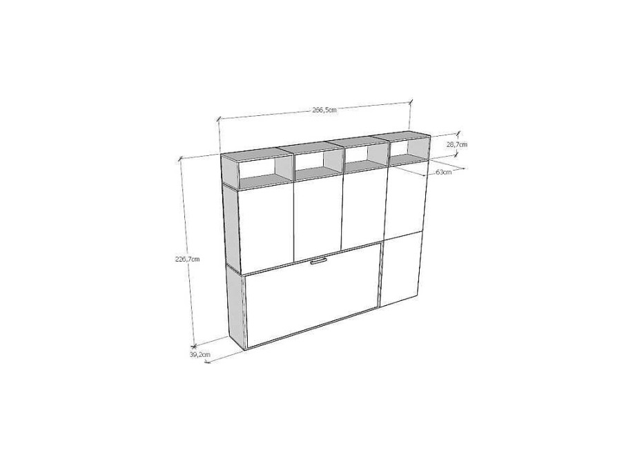 Cama Rebativel | ITAMOBY Cama Retratil Solteiro Horizontal Kando Composicao B Cinza Branca