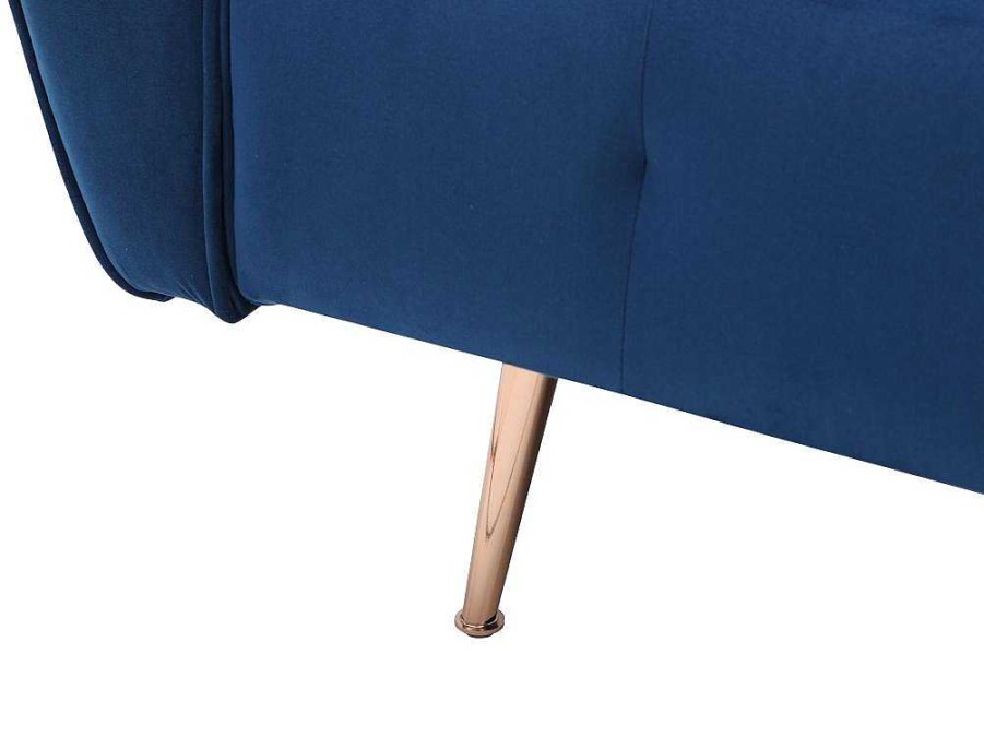 Sofa De Canto | Vente-unique Sofa De Canto Convertivel E Reversivel Em Veludo Azul-Escuro - Polani