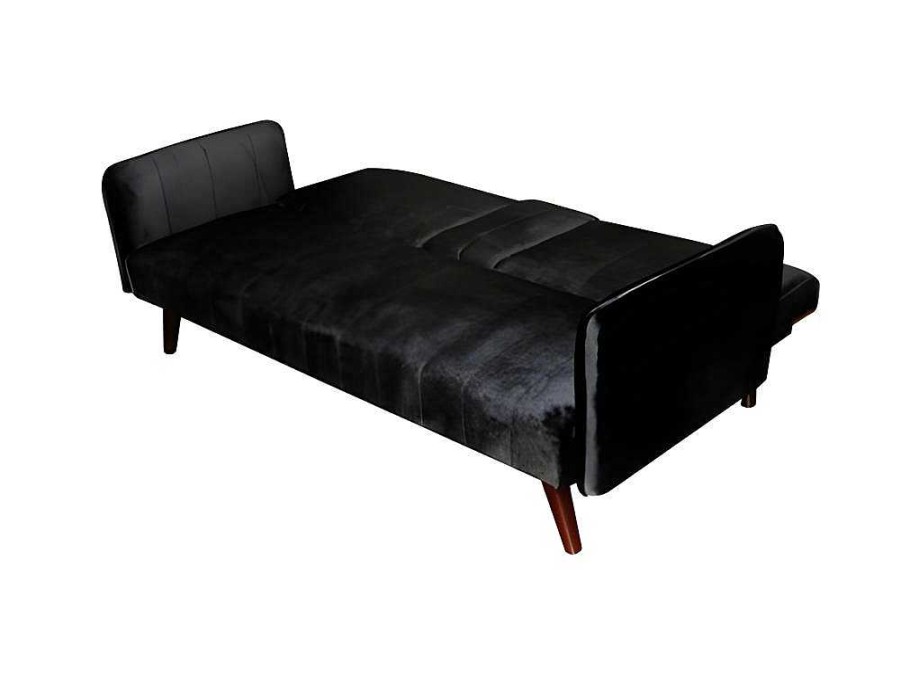 Sofa Cama Clic-Clac E Dobravel | Saldosystocks Click Clac Roma Sofa-Cama De 2 Lugares Repousa Vidro Veludo 183X74Cm Preto