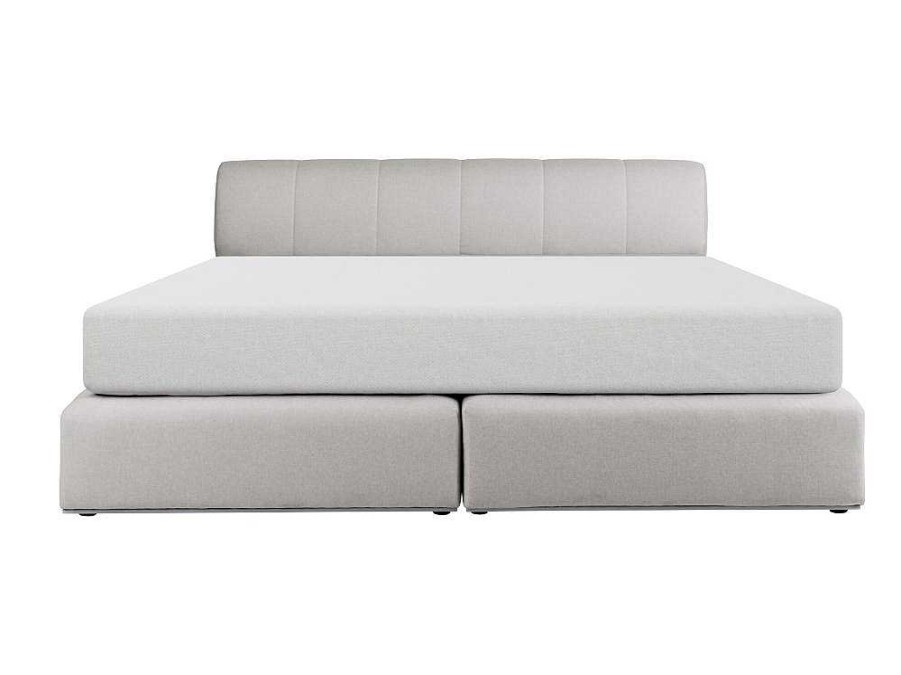 Cama Boxspring, Cama Continental | Ysmée Conjunto Completo Boxspring Cabeceira De Cama + Sommier Com Leds + Colchao 160X200 Cm Tecido Cinza - Otaru De Ysmee