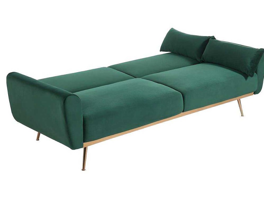 Sofa Cama Clic-Clac E Dobravel | Vente-unique Conjunto Sofa De 3 Lugares Convertivel Clic-Clac Verde-Abeto - Launei E Tapete Taupe - Dolce