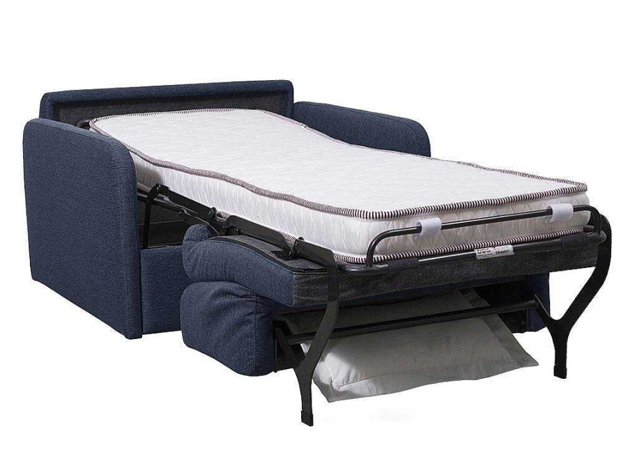 Poltrona Cama | Vente-unique Poltrona Rapidamente Convertivel Em Cama De 70 Cm Em Tecido Azul - Nadoa