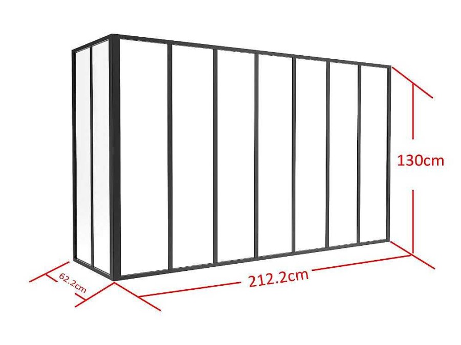 Divisoria De Ambiente | Vente-unique Divisoria De Canto De Atelier Em Aluminio Termolacado C210 X L60 X A130 Cm Preto - Bayview