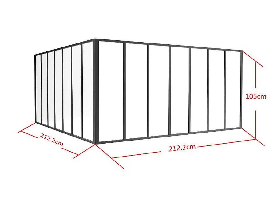 Divisoria De Ambiente | Vente-unique Divisoria De Canto De Atelier Em Aluminio Termolacado C210 X L210 X A105 Cm Preto - Bayview