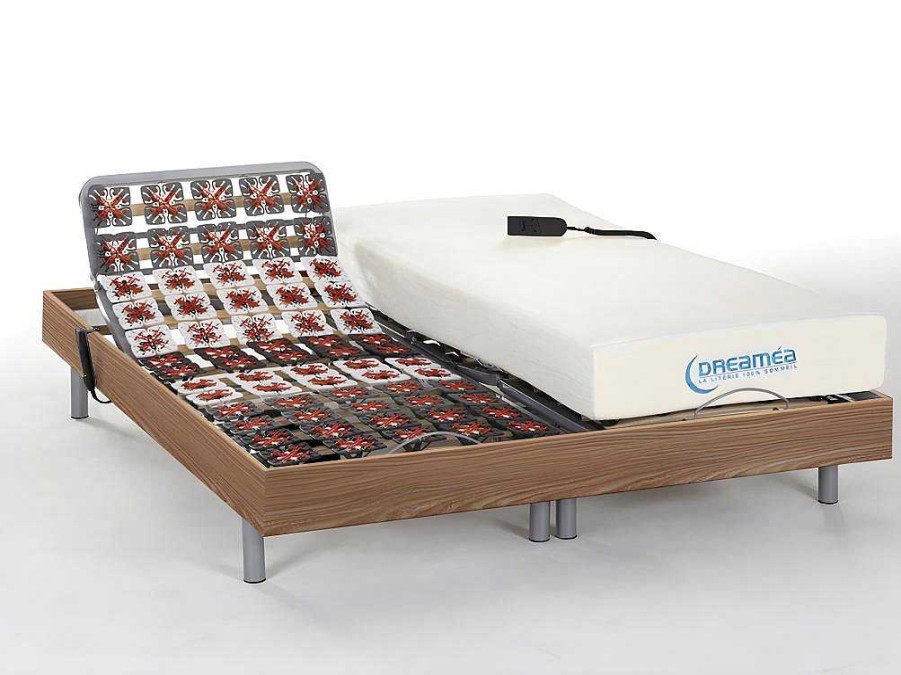 Cama Articulada | DREAMEA Conjunto Relaxamento Com Estacas Com Memoria De Forma Hesiode Iii De Dreamea - Motores Okin - Carvalho - 2X80X200 Cm