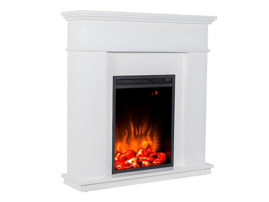 Lareira Eletrica | FLAMATECH Lareira Electrica De Pousar Vesuvia - Com Cobertura - C98 X L24 X A102.5Cm - Branco