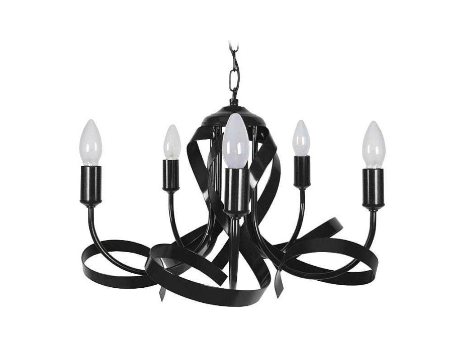 Lustre | TOSEL Lustre Tosel Monaco Lampada Decorativa Braco Preto Fosco D52 X H70 Cm