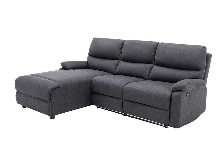 Sofa De Relaxamento Eletrico | Vente-unique Sofa De Canto Articulado Eletrico Em Tecido Cor Antracite De Canto Esquerdo - Lunano