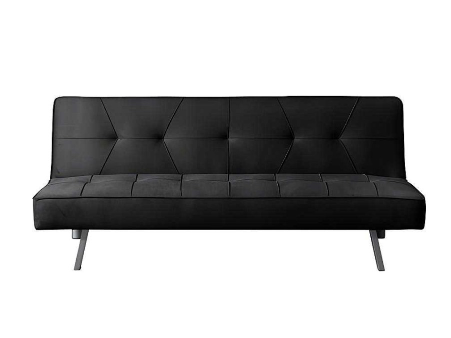 Sofa De 2 Ou 3 Lugares | Saldosystocks Sofa Cama 2 Lugares De Veludo Clic Clac 175X74Cm Preto