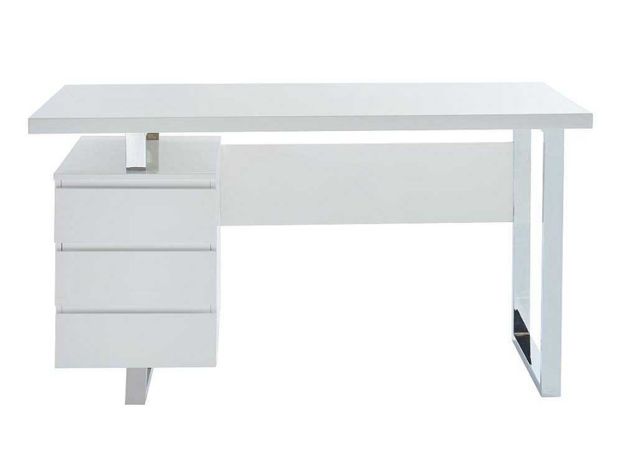 Secretaria | Vente-unique Secretaria Mylan Com Arrumacoes - 3 Gavetas - Mdf Lacado Branco