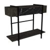 Consola | Vente-unique Consola Com 1 Porta E 1 Prateleira Natural Escuro E Efeito Marmore Preto - Chenoa