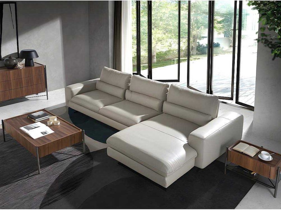 Sofa De Relaxamento Eletrico | Angel Cerda Sofa De Canto (R) Em Couro Com Encosto Ajustavel 6152