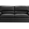 Conjunto Sofa E Poltrona | Vente-unique Sofa 3+1 Lugares Em Pele De Bufalo Preto - Mimas
