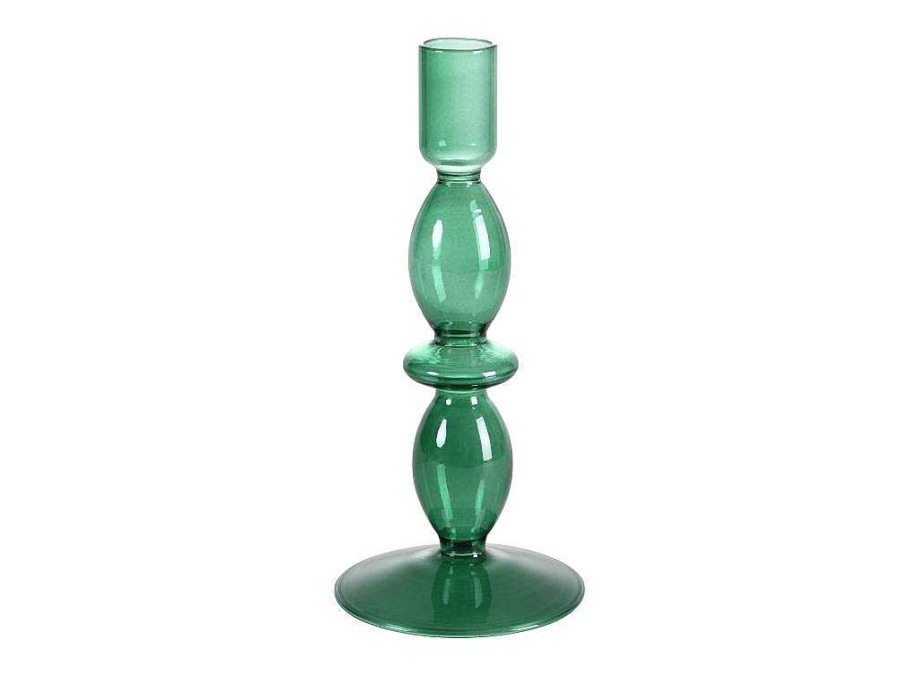 Promocoes Decoracao | OZAIA Conjunto De 2 Casticais D. 9 X A. 21 Cm E D. 9 E A. 18,5 Cm Vidro Verde - Kandie