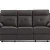 Sofa De Relaxamento Manual | Vente-unique Sofa De 3 Lugares Articulado Em Pele Castanho - Vineta