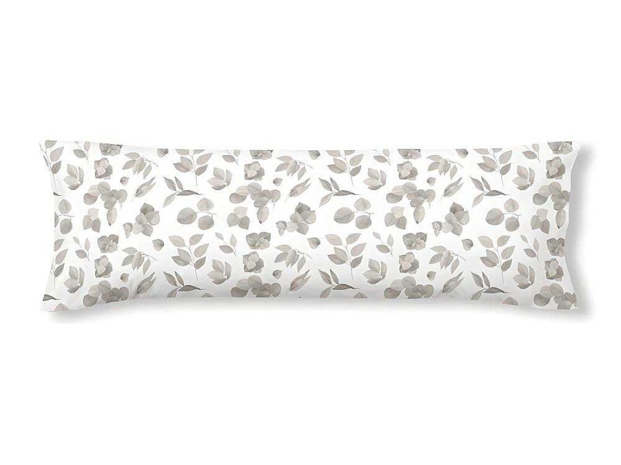 Roupa De Cama | Purline Taie D'Oreiller 100% Coton 1 Piece Blanc A Fleurs Beiges 45X125