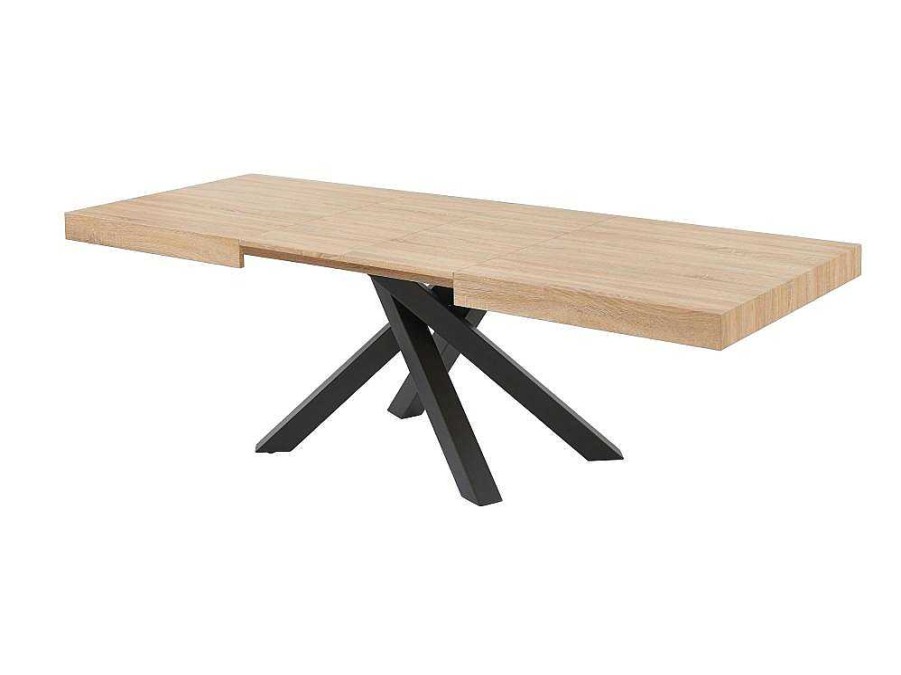 Mesa De Jantar | Vente-unique Mesa De Jantar Extensivel 6 A 10 Lugares Em Mdf E Metal Natural E Preto - Catonav