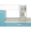 Cama De Crianca | Vente-unique Beliche Com Gaveta Cama Dupla E Com Espacos De Arrumacao 3X90X190 Cm Cor Branco, Natural E Azul - Anthony