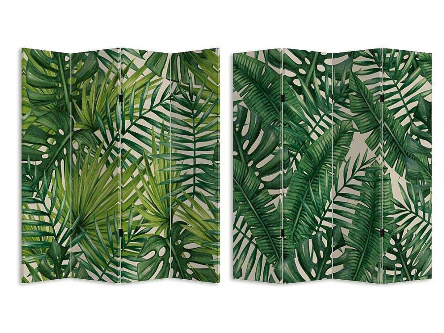 Biombo | OZAIA Biombo Impresso 4 Seccoes Folhagem Tropical Greeny - 161 X 180 Cm