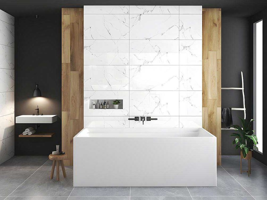 Banheira De Pousar | Shower & Design Banheira Classica Retangular De 280 L Dimensoes 170 X 75 X 60 Cm Cor Branco Em Acrilico - Aspius