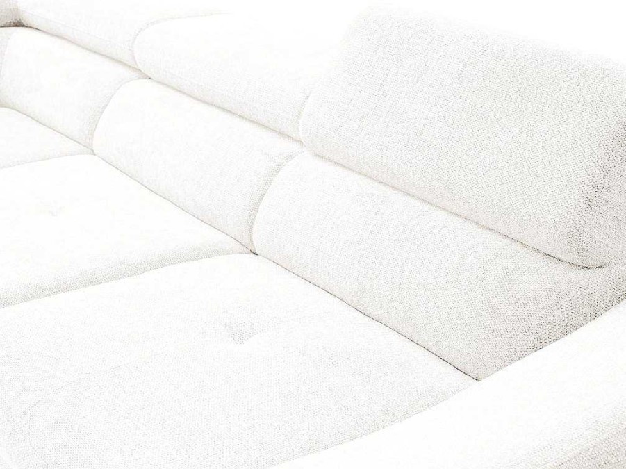 Sofa | Vente-unique Sofa De Canto Esquerdo Convertivel Em Tecido Texturizado Branco - Dalias