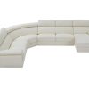 Sofa | Vente-unique Grande Sofa De Canto Panoramico 7 Lugares Em Pele Branco - Canto Direito - Elevanto