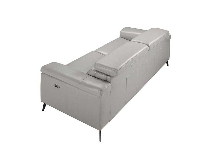 Sofa De Relaxamento Eletrico | Angel Cerda Sofa De 3 Assentos Estofado Em Pele Cinzenta 6108