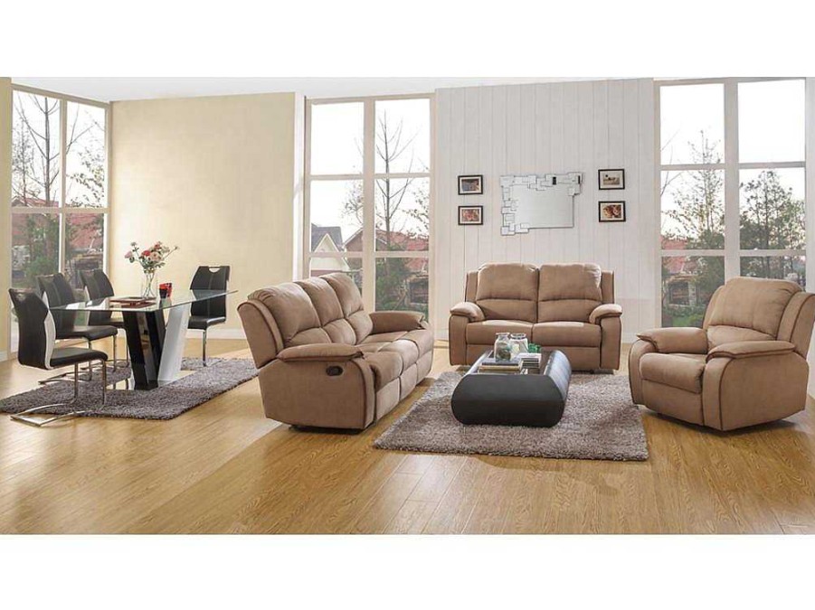 Conjunto Sofa E Poltrona | Vente-unique Sofa De 3+2+1 Lugares Relax Em Microfibra Cinzento - Hernani