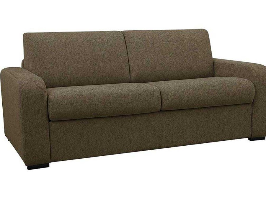 Sofa Cama De Abertura Rapida | Vente-unique Sofa De 3 Lugares Convertivel De Abertura Rapida Em Tecido Cor Verde Oliva Bevis - Colchao De 14 Cm