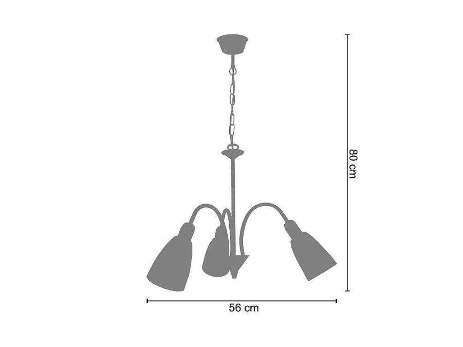 Lustre | TOSEL Lustre Tosel Lustralia Vidro Braco Cinza D56 X H80 Cm