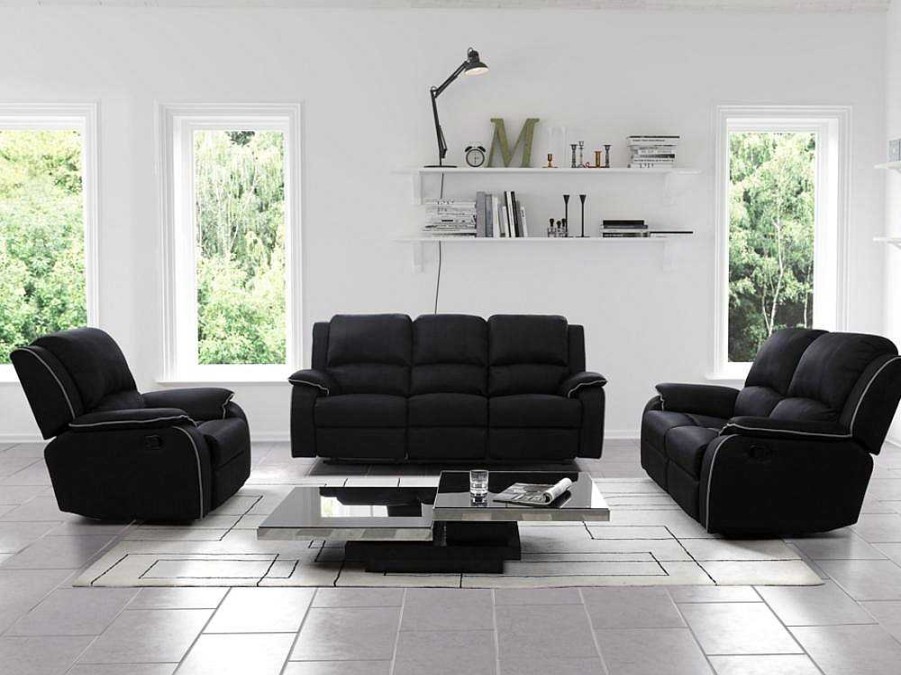 Conjunto Sofa E Poltrona | Vente-unique Sofa De 3+2+1 Lugares Relax Em Microfibra Cinzento - Hernani