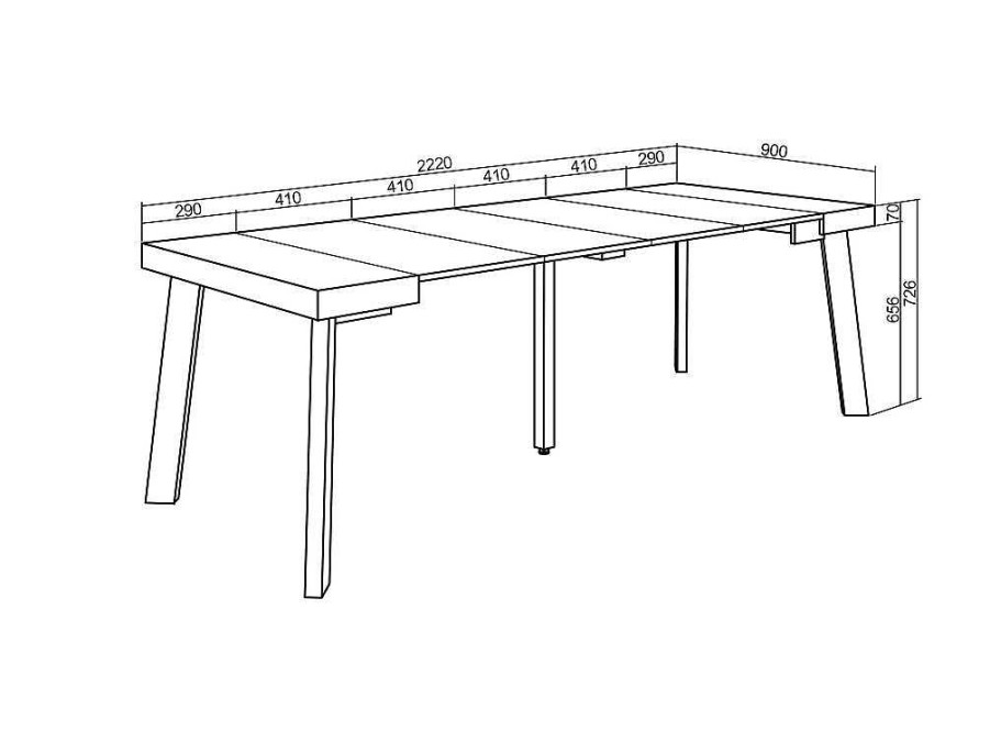 Consola | Skraut Home Mesa Consola Extensivel, 220, Para 10 Pessoas, Pes De Madeira, Carvahlo E Preto