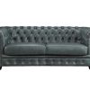 Promocoes Sofas & Poltronas | LINEA SOFA Sofa Chesterfield 3 Lugares Brenton 100% Pele De Bufalo Superior Cor Verde-Acinzentado