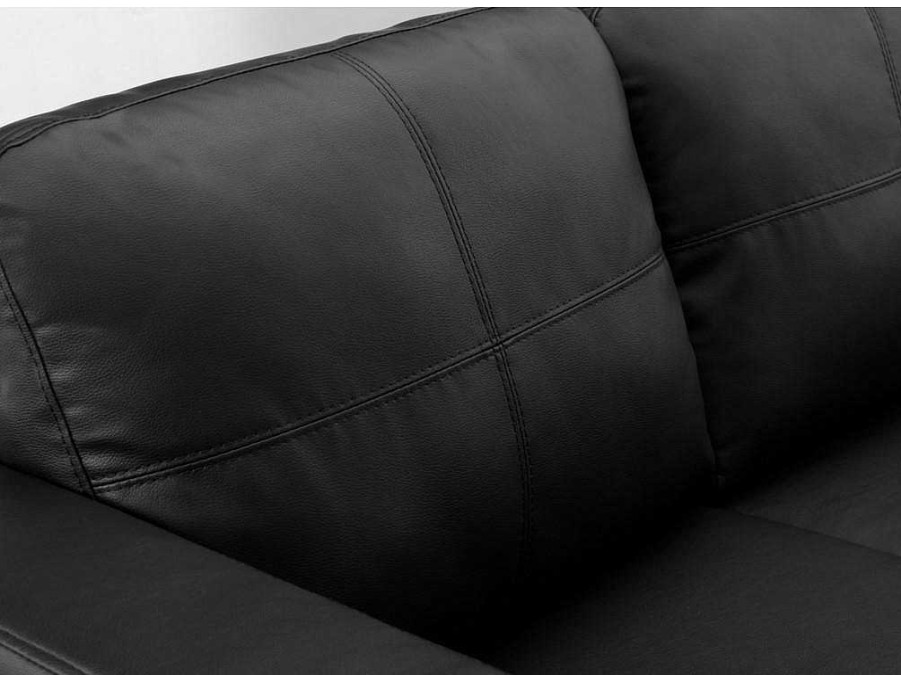 Sofa Em Pele Sintetica | Vente-unique Sofa De Canto Reversivel Em Pele Sintetica Preto - Ackley