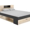 Cama Com Arrumacao | Vente-unique Cama Com Cabeceira De Arrumacao E Gavetas Disponivel Em Natural E Antracite - 160X200Cm - Leandre