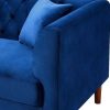 Sofa Em Tecido | Vente-unique Sofa Chesterfield De 3 Lugares Em Veludo Azul-Escuro - Arsene