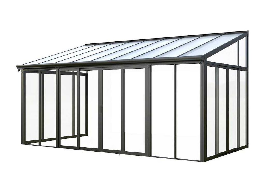 Pergola, Coreto, Quiosque | EXPERTLAND Marquise Em Aluminio E Policarbonato Com Protecao Uv 15,8 M Antracite - Mathilda