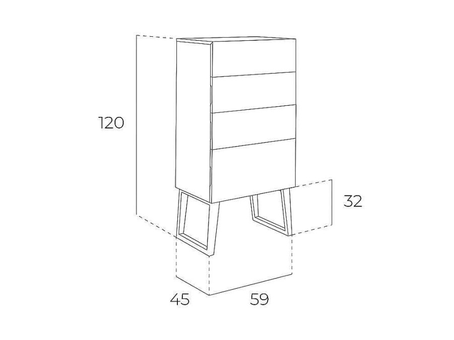 Comoda | Angel Cerda Chiffonier Em Madeira Folheada De Nogueira Com Quatro Gavetas. 7024