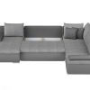 Sofa Panoramico | Vente-unique Sofa De Canto Panoramico Convertivel Em Cama E Reversivel Em Pele Sintetica E Tecido Cinzento - Dakota