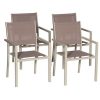 Conjunto Mesa E Cadeiras De Jardim | Happy Garden Conjunto De 4 Cadeiras De Aluminio Em Tons - Textilene Taupe