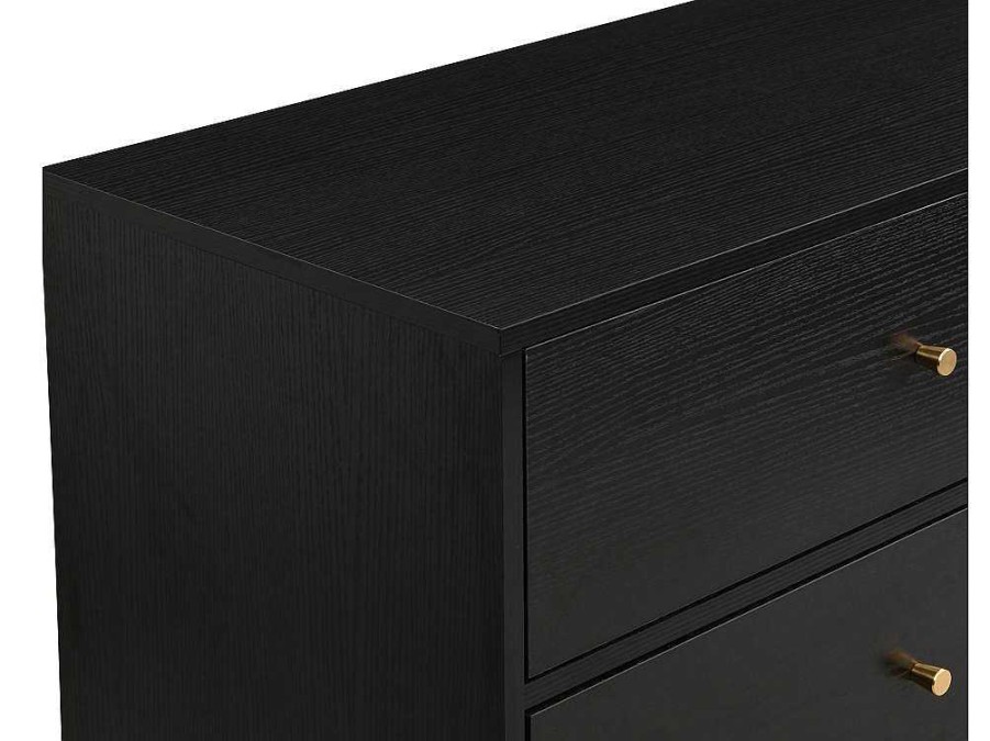 Comoda | PASCAL MORABITO Comoda 6 Gavetas Mdf E Metal Preto E Dourado - Milavia De Pascal Morabito