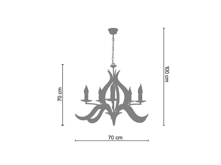 Lustre | TOSEL Lustre Tosel Palm Lampada Decorativa Braco Castanho D70 X H100 Cm