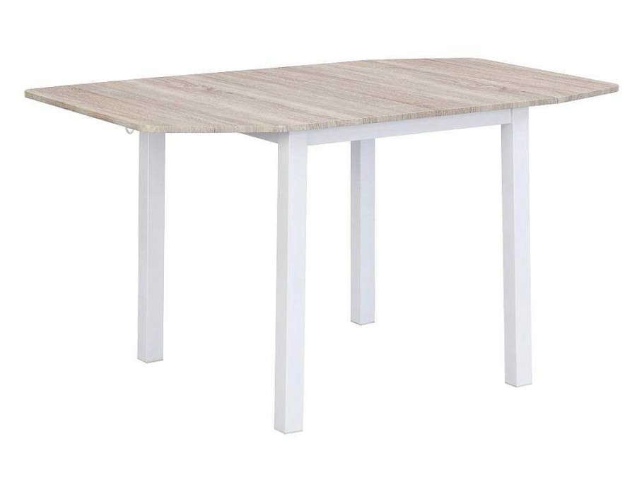 Promocoes Sala | Vente-unique Conjunto Mesa + 4 Cadeiras Em Mdf E Metal Natural E Branco - Maewin