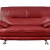 Sofa Em Pele Sintetica | Vente-unique Sofa De 2 Lugares Em Pele Sintetica Vermelho - Nigel