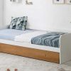 Cama Dupla | Vente-unique Cama Dupla Banco 2X90X190 Cm Mdf Branco E Cerejeira + Colchoes - Juliette